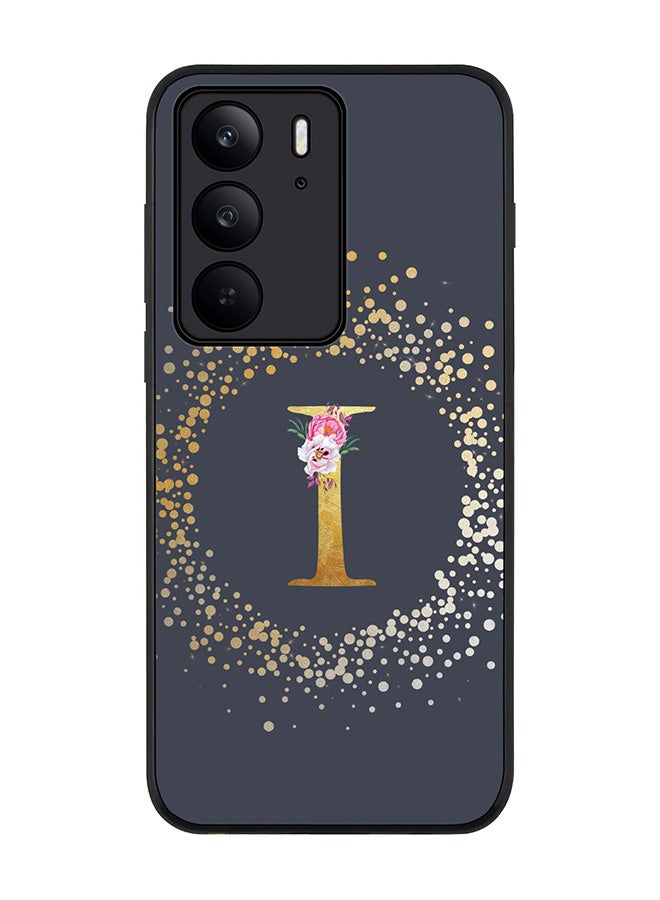 For Realme C75x / C75 4G Case,Slim fit Camera Protection, Shockproof Thin Phone cover  - Custom Monogram Floral - I  (Grey )
